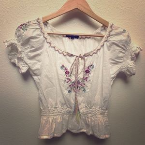 Betsey Johnson embroidered peasant blouse